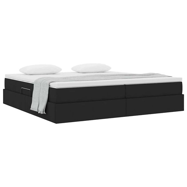 vidaXL Aufbewahrungsbett mit Matratze Schwarz 200 x 200 cm Polyester