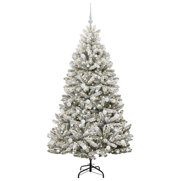 vidaXL K&uuml;nstlicher Weihnachtsbaum Gr&uuml;n und Wei&szlig; 180 cm PVC und Metall