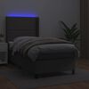 vidaXL Boxspringbett mit Matratze & LED Grau 90x190 cm Kunstleder