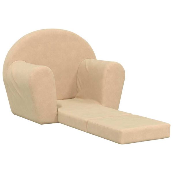 vidaXL Schlafsofa f&uuml;r Kinder Creme Weicher Pl&uuml;sch