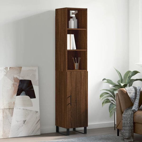 vidaXL Highboard Braun Eichen-Optik 34,5x34x180 cm Holzwerkstoff