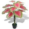 vidaXL K&uuml;nstliche Caladium Pflanze mit Topf 85 cm Rot und Gr&uuml;n
