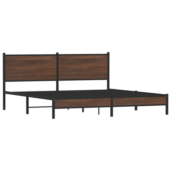 vidaXL Metallbett ohne Matratze Braun Eichen-Optik 160x200 cm