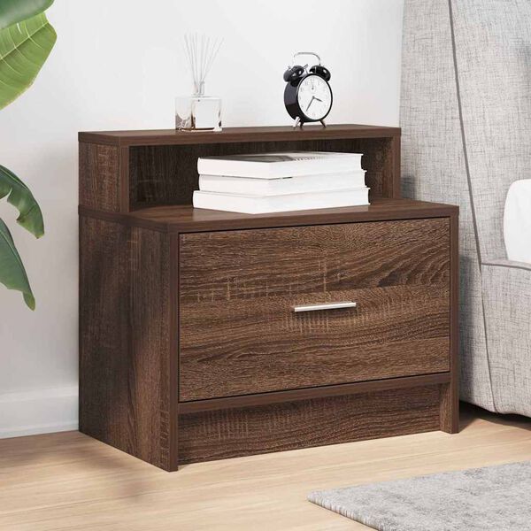 vidaXL Nachttisch mit Schublade Braun Eichen-Optik 51x31x47 cm
