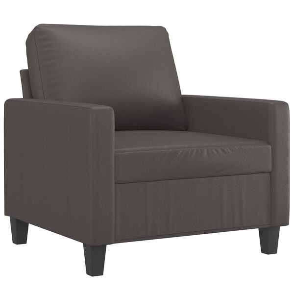 vidaXL Sessel mit Hocker Grau 60 cm Kunstleder