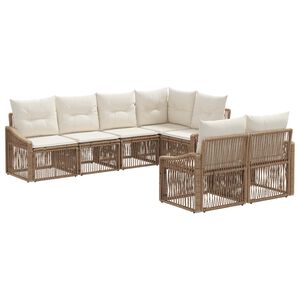 vidaXL Gartensofa-set 7 stk. 7-Sitzanzahl Beige Poly-Rattan