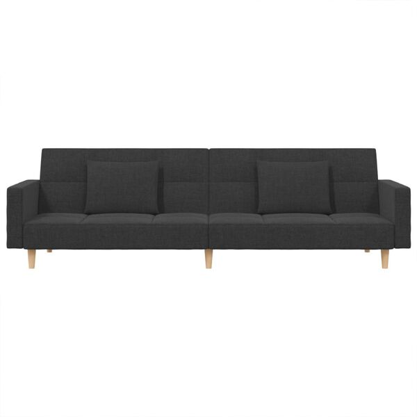 vidaXL Schlafsofa 2-Sitzer mit 2 Kissen Dunkelgrau Stoff