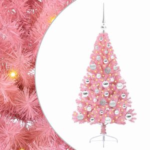 vidaXL K&uuml;nstlicher vorbeleuchteter Weihnachtsbaum Rosa 120 cm PVC