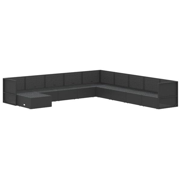 vidaXL 10-tlg. Garten-Lounge-Set mit Kissen Schwarz Poly Rattan