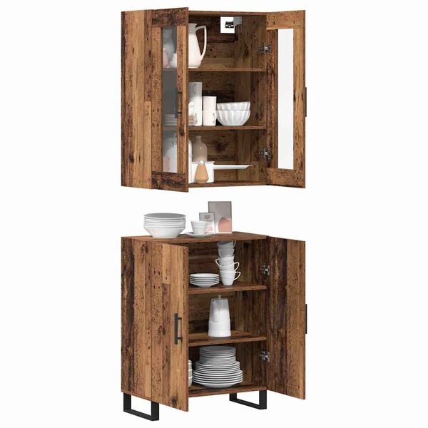 vidaXL Highboard 2 pcs Altholz Holzwerkstoff