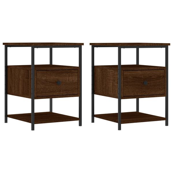 vidaXL Nachttische 2 Stk. Braun Eichen-Optik 40x42x56 cm Holzwerkstoff