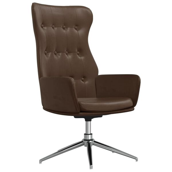 vidaXL Relaxsessel mit Hocker Gl&auml;nzend Braun Kunstleder