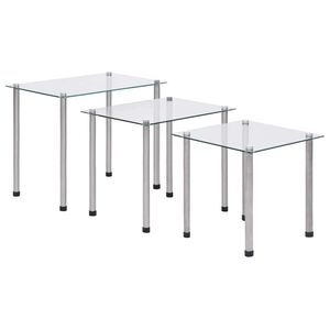 vidaXL Satztische 3-tlg. Transparent Hartglas