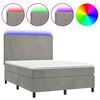 vidaXL Boxspringbett mit Matratze & LED Hellgrau 140x190 cm Samt