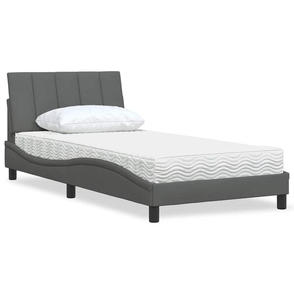 vidaXL Bett mit Matratze "Hanko" Dunkelgrau 100x200 cm Stoff