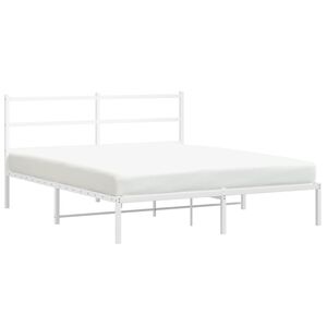 vidaXL Bettgestell mit Kopfteil Metall Wei&szlig; 160x200 cm