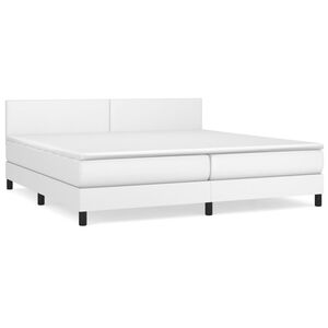 vidaXL Boxspringbett mit Matratze Wei&szlig; 200x200 cm Kunstleder