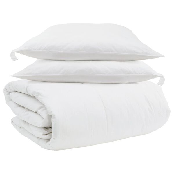 vidaXL Bettdecken Set mit Kissen 3 pcs Wei&szlig; Daunenfeder