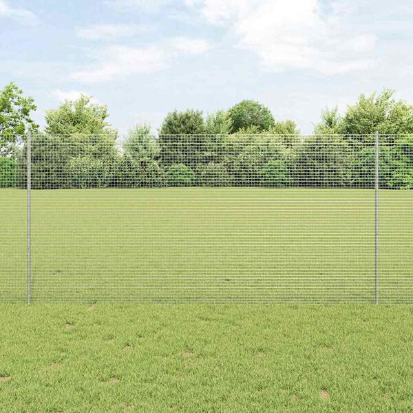 vidaXL Zaun mit Pfosten Silber 1,2 x 10 m Stahl