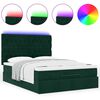 vidaXL Ottoman-Bett mit Matratzen & LEDs Dunkelgr&uuml;n 140x200 cm Samt