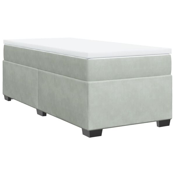 vidaXL Boxspringbett mit Matratze Hellgrau 100x200 cm Samt