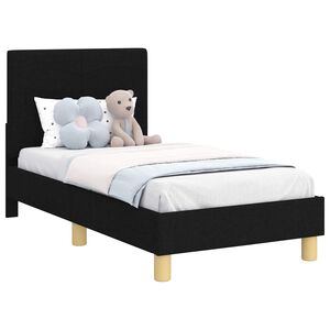 vidaXL Kinderbettgestell mit Kopfteil Schwarz 70 x 140 cm Stoff