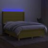 vidaXL Boxspringbett mit Matratze & LED Gr&uuml;n 140x190 cm Stoff