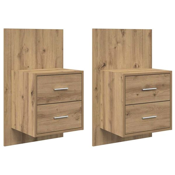 vidaXL Wandmontiertes Nachttischchen Wandmontiert 2 pcs Artisan-Eiche