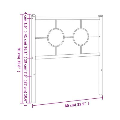 vidaXL Kopfteil Metall Weiß 75 cm