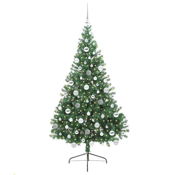 vidaXL K&uuml;nstlicher vorbeleuchteter Weihnachtsbaum Gr&uuml;n 180 cm PVC
