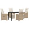 vidaXL Garten Essgruppe mit Kissen 5 pcs Beige Poly Rattan
