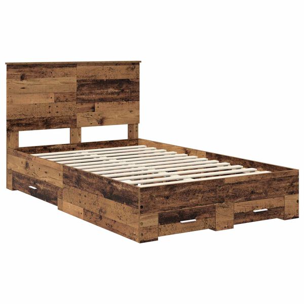 vidaXL Bettrahmen mit Kopfteil Altholz 120 x 190 cm Holzwerkstoff