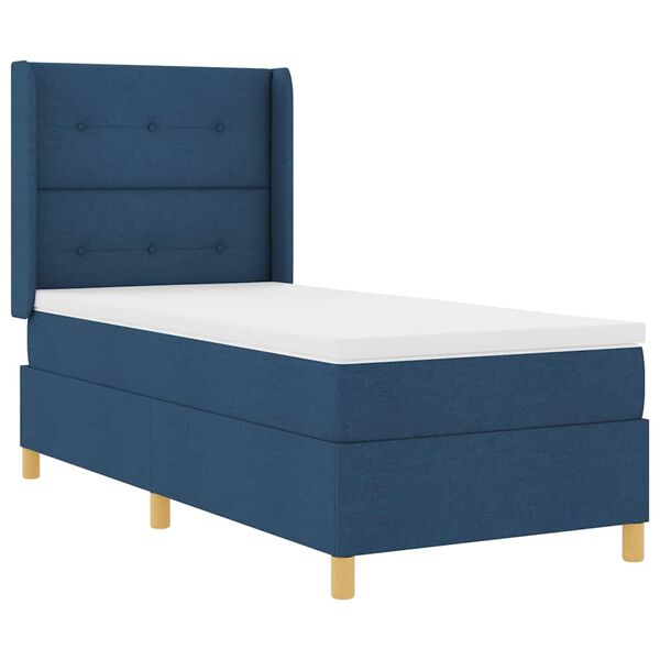 vidaXL Boxspringbett mit Matratze mit Kopfteil Blau 140 x 200 cm Stoff