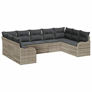 vidaXL Gartensofa-set 9 stk. Hellgrau Poly-Rattan