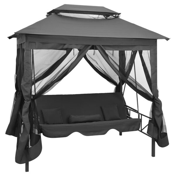 vidaXL Gartenschaukel mit Bettfunktion und Dach 220&times;160&times;240 cm Stahl