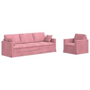 vidaXL Sofa Set 2 stk. Rosa Samt