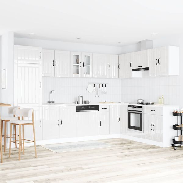 vidaXL K&uuml;chenschrank mit T&uuml;r Lucca Hochglanz Wei&szlig; 80 x 46 x 81.5 cm