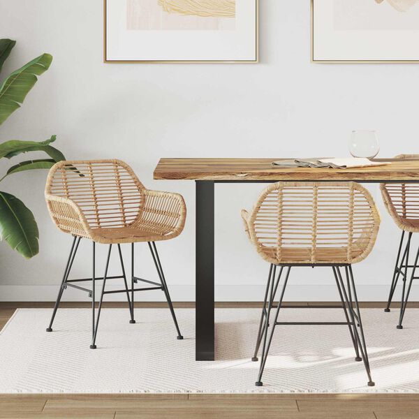 vidaXL Esszimmerstuhl 2 pcs Natur 55 x 50 x 74 cm Rattan und Eisen