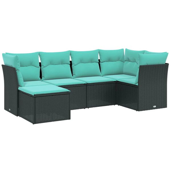 vidaXL 6-tlg. Garten-Sofagarnitur mit Kissen Grau Poly Rattan