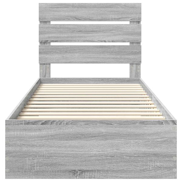 vidaXL Bettrahmen mit Kopfteil Graues Sonoma 90 x 200 cm Holzwerkstoff
