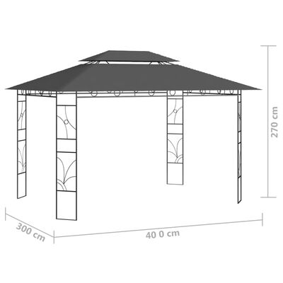 vidaXL Pavillon 4x3x2,7 m Anthrazit 160 g/m²