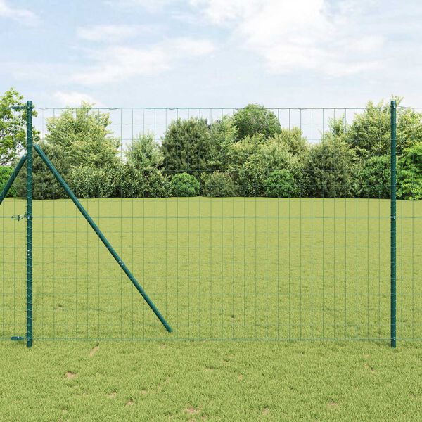 vidaXL Eurozaun Gr&uuml;n 1,5 x 10 m PVC-beschichtetes Eisen