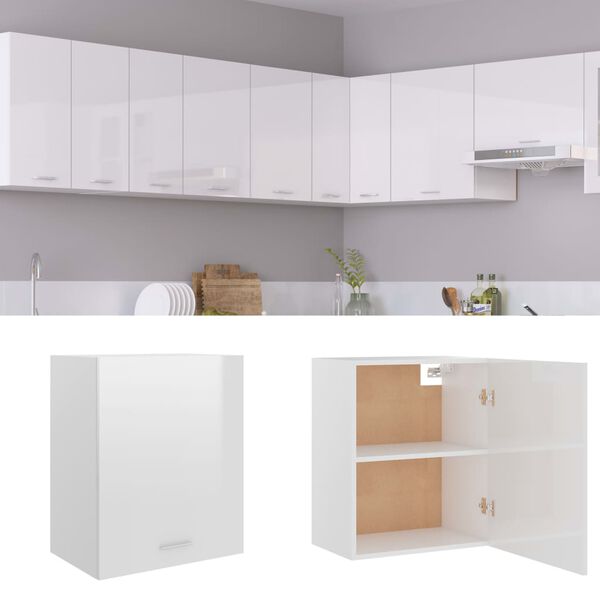vidaXL H&auml;ngeschrank Lyon Hochglanz-Wei&szlig; 50x31x60 cm Holzwerkstoff