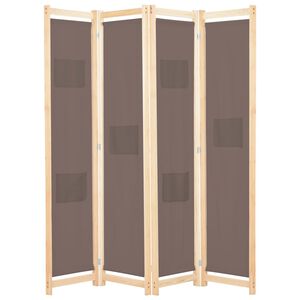 vidaXL 4-teiliger Raumteiler Braun 160 x 170 x 4 cm Stoff