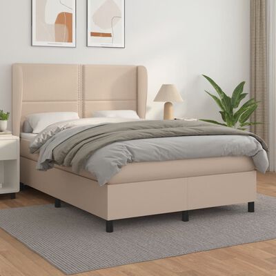 vidaXL Boxspringbett Matratze Cappuccino-Braun 140x200cm Kunstleder