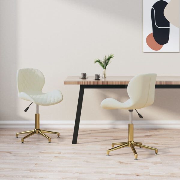 vidaXL Esszimmerst&uuml;hle 2 Stk. Drehbar Creme Samt