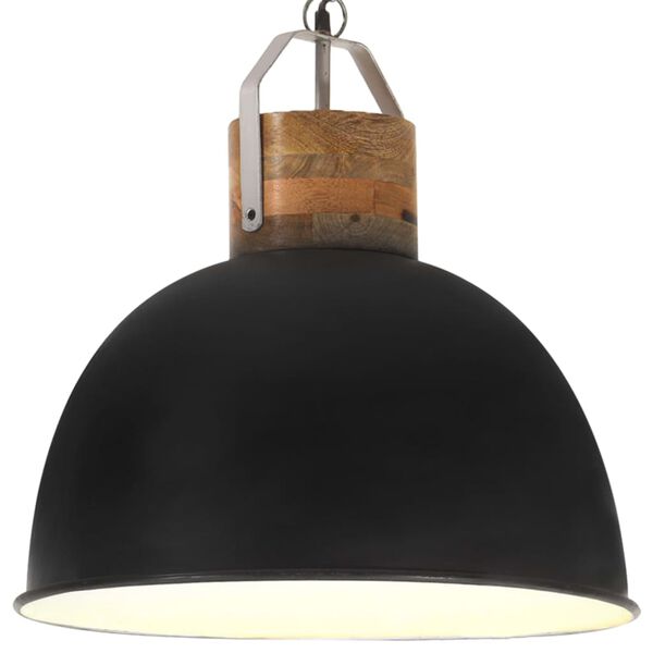 vidaXL H&auml;ngelampe Industriestil Schwarz Rund 51cm E27 Mango Massivholz