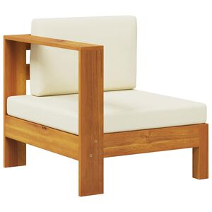 vidaXL Mittelsofa mit 1 Armlehne Cremewei&szlig; Massivholz Akazie