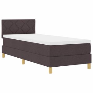 vidaXL LED Boxspringbett mit Kopfteil Dunkelbraun 80 x 200 cm Stoff
