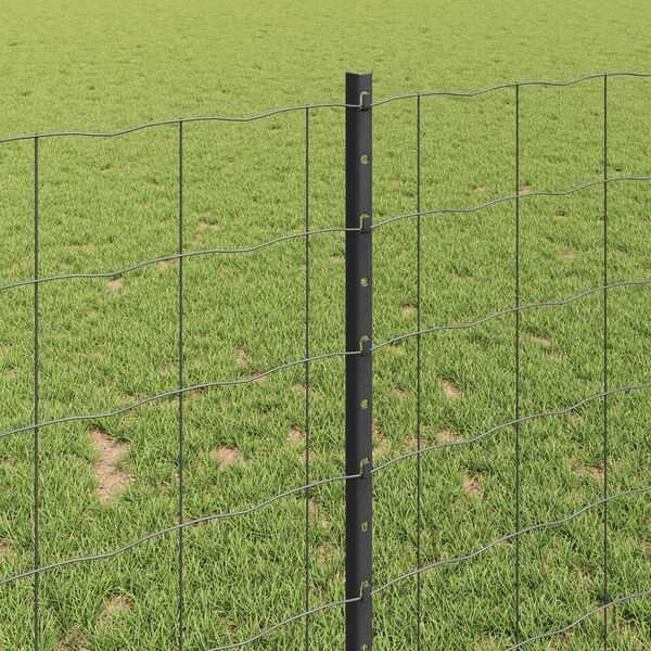 vidaXL Zaun mit Pfosten Grau 1 x 10 m Stahl